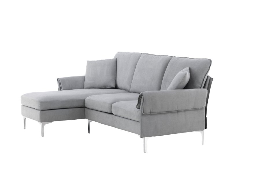 VENTURE DESIGN Toulouse 3 pers. sofa, m. sjeselong - grtt stoff og metall