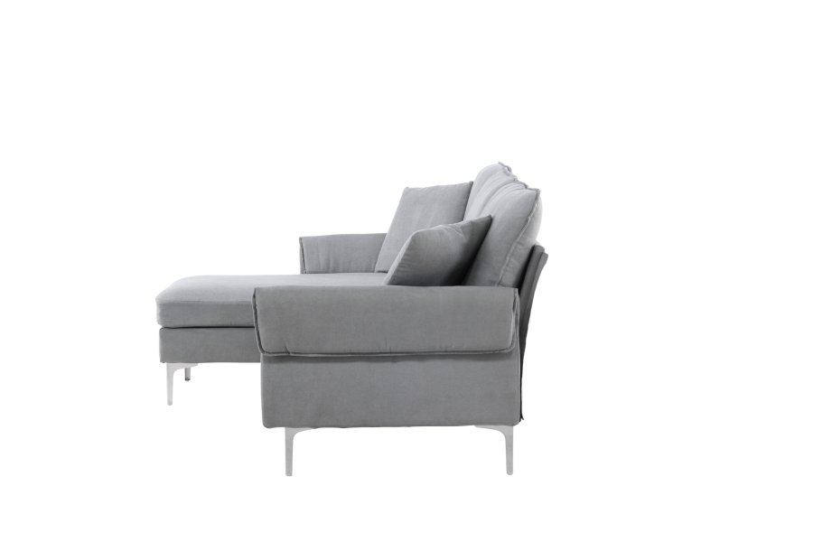 VENTURE DESIGN Toulouse 3 pers. sofa, m. sjeselong - grtt stoff og metall