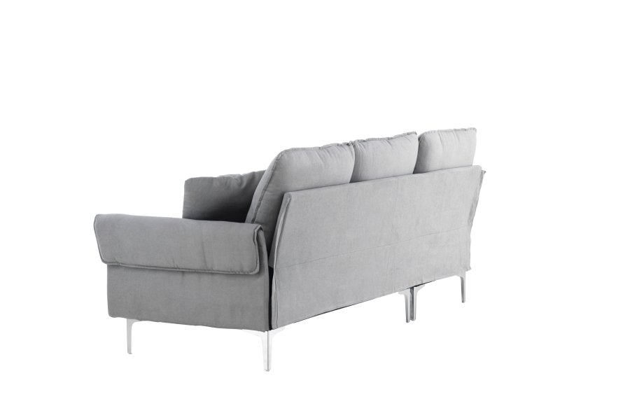 VENTURE DESIGN Toulouse 3 pers. sofa, m. sjeselong - grtt stoff og metall