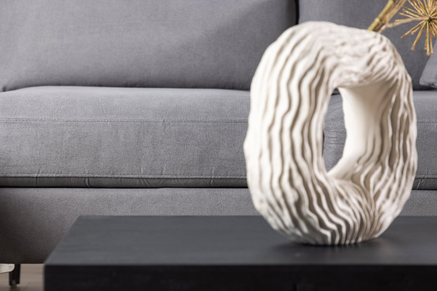 VENTURE DESIGN Toulouse 3 pers. sofa, m. sjeselong - grtt stoff og metall