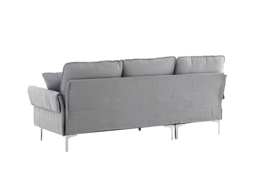 VENTURE DESIGN Toulouse 3 pers. sofa, m. sjeselong - grtt stoff og metall