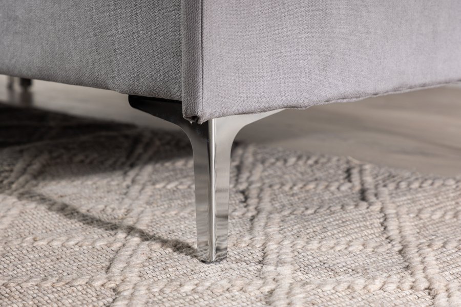 VENTURE DESIGN Toulouse 3 pers. sofa, m. sjeselong - grtt stoff og metall