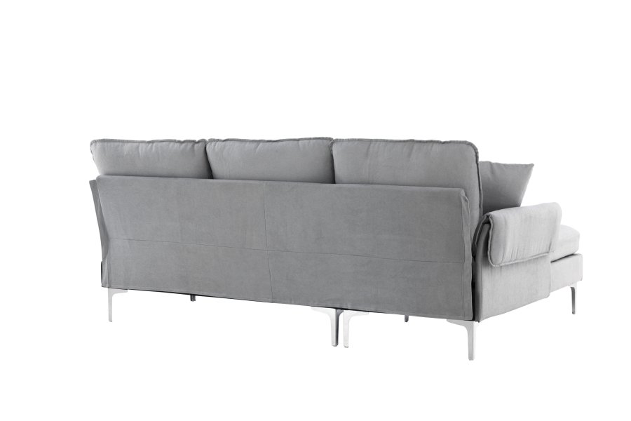 VENTURE DESIGN Toulouse 3 pers. sofa, m. sjeselong - grtt stoff og metall