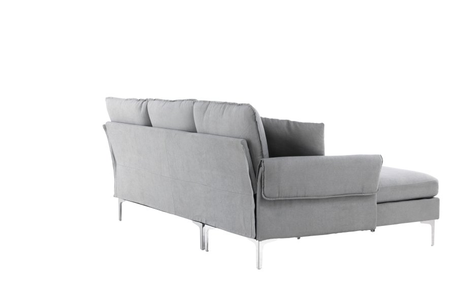 VENTURE DESIGN Toulouse 3 pers. sofa, m. sjeselong - grtt stoff og metall