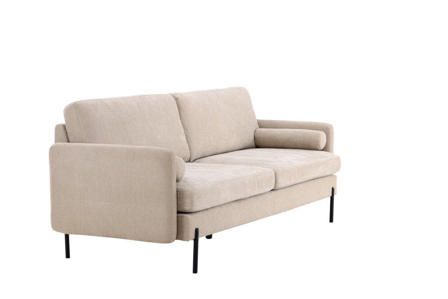 VENTURE DESIGN Antibes 2-Sitzer-Sofa - beiger Samtstoff und Metall