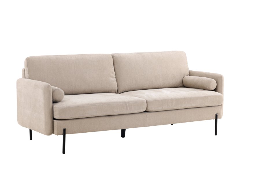 VENTURE DESIGN Antibes 2-Sitzer-Sofa - beiger Samtstoff und Metall