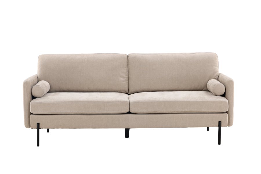 VENTURE DESIGN Antibes 2-Sitzer-Sofa - beiger Samtstoff und Metall