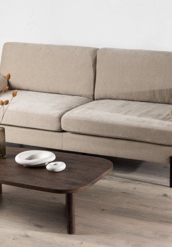 VENTURE DESIGN Antibes 2-Sitzer-Sofa - beiger Samtstoff und Metall