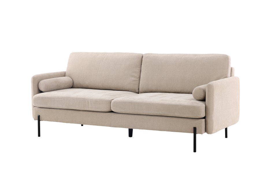 VENTURE DESIGN Antibes 2-Sitzer-Sofa - beiger Samtstoff und Metall
