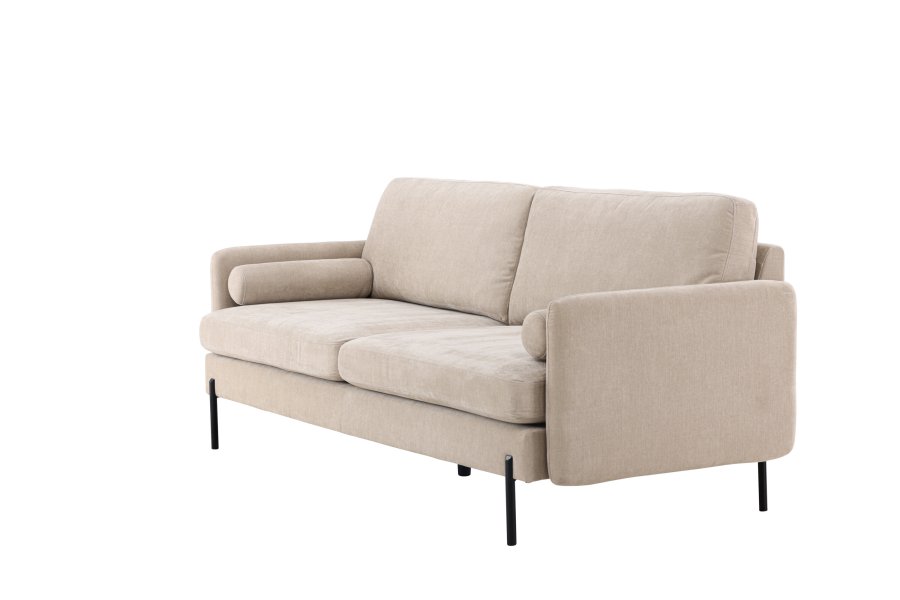 VENTURE DESIGN Antibes 2-Sitzer-Sofa - beiger Samtstoff und Metall