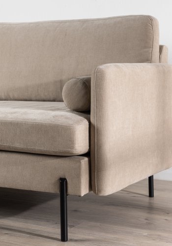 VENTURE DESIGN Antibes 2-Sitzer-Sofa - beiger Samtstoff und Metall