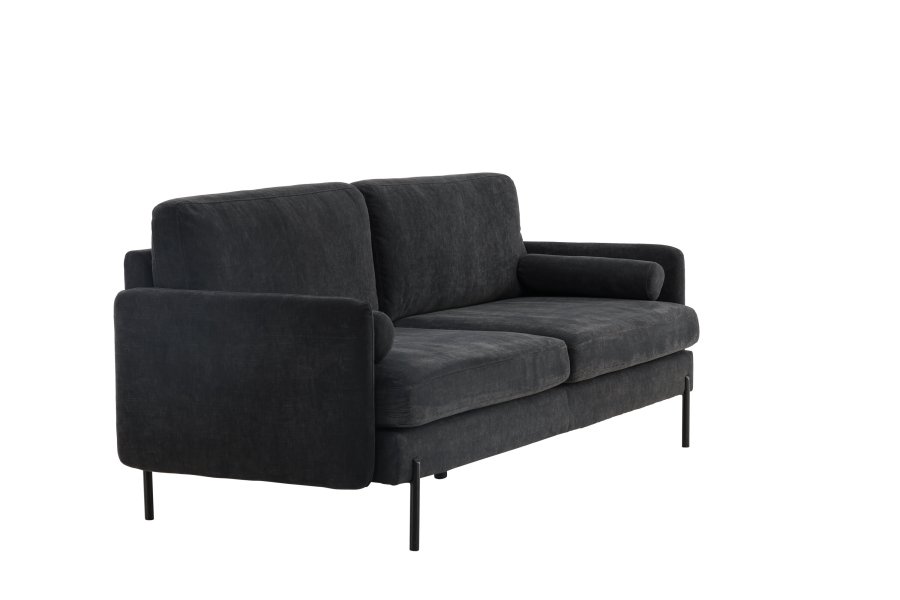 VENTURE DESIGN Antibes 2-pers. sofa - mrkegr velourstoff og metall