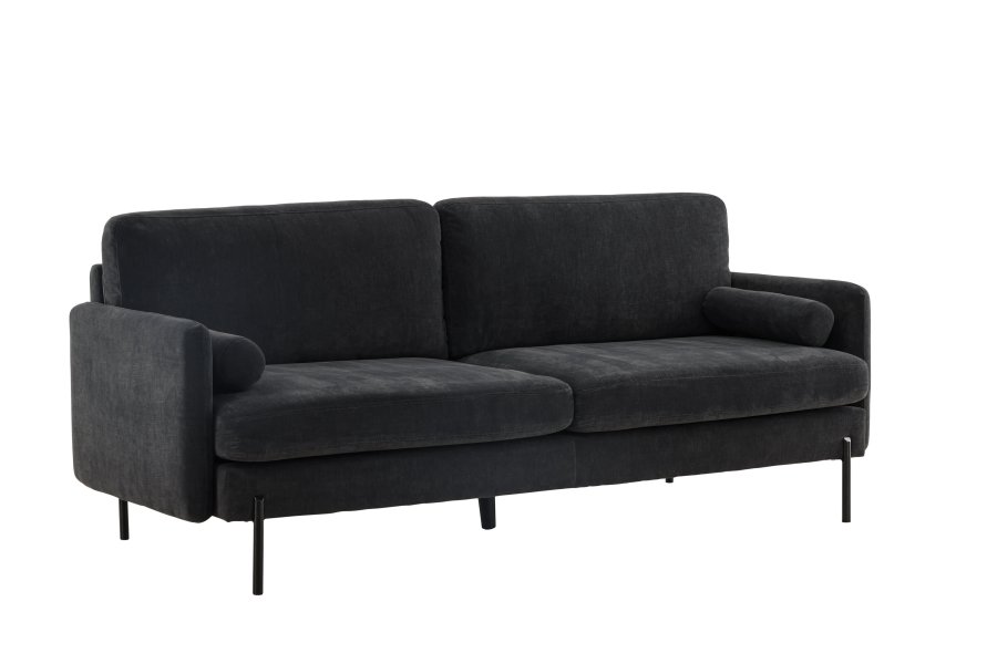 VENTURE DESIGN Antibes 2-pers. sofa - mrkegr velourstoff og metall