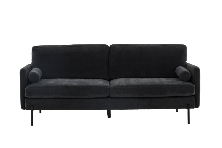 VENTURE DESIGN Antibes 2-pers. sofa - mrkegr velourstoff og metall