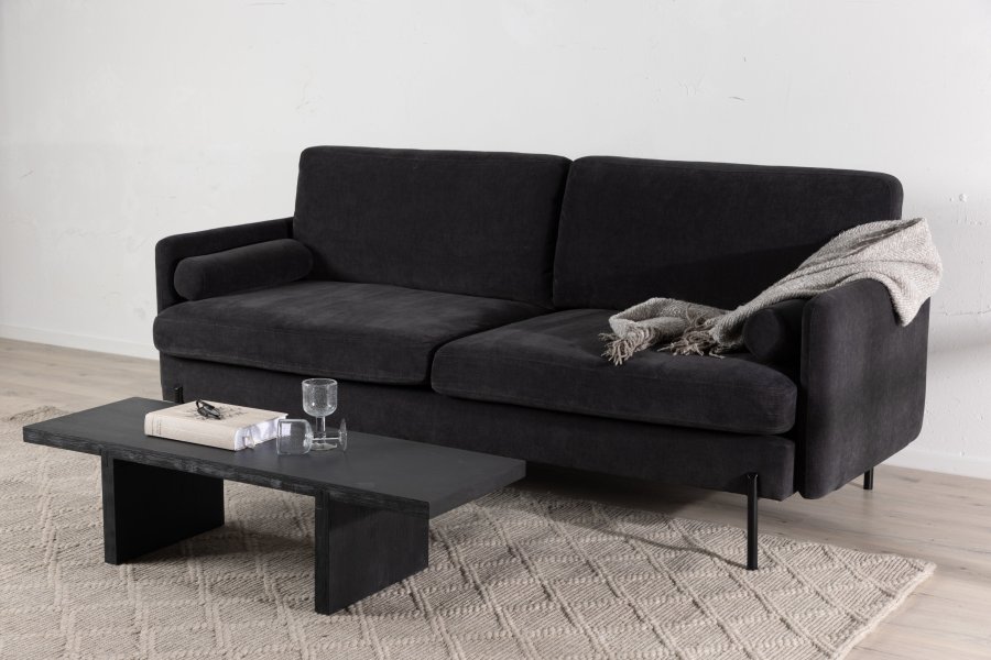 VENTURE DESIGN Antibes 2-pers. sofa - mrkegr velourstoff og metall