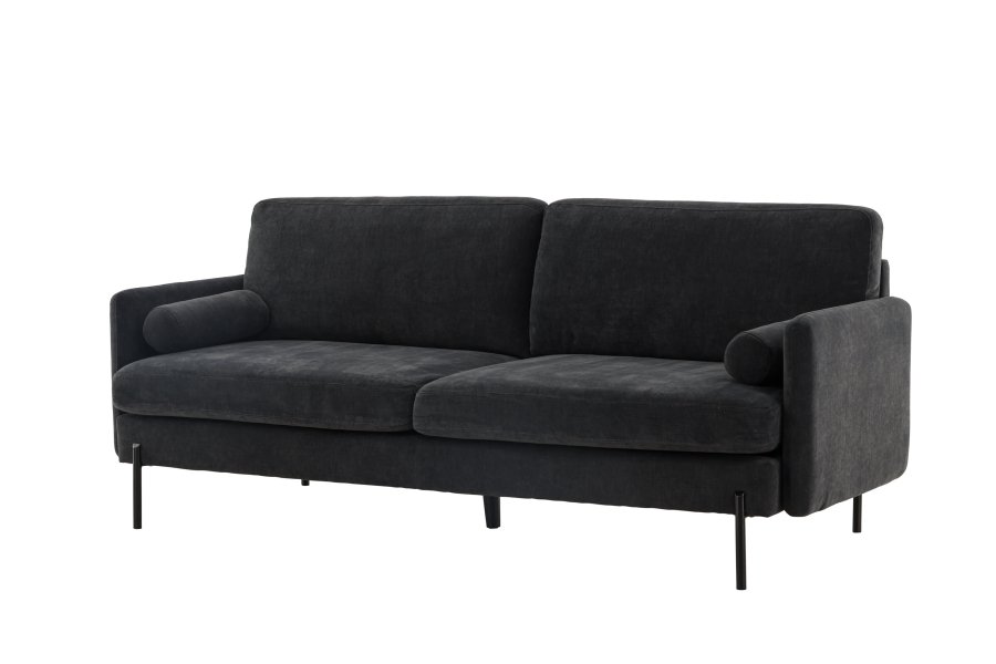 VENTURE DESIGN Antibes 2-pers. sofa - mrkegr velourstoff og metall