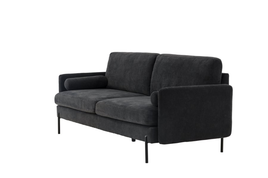 VENTURE DESIGN Antibes 2-pers. sofa - mrkegr velourstoff og metall
