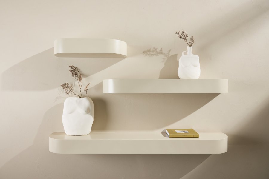 VENTURE DESIGN Glow Wandregal – beige MDF (3er-Set)