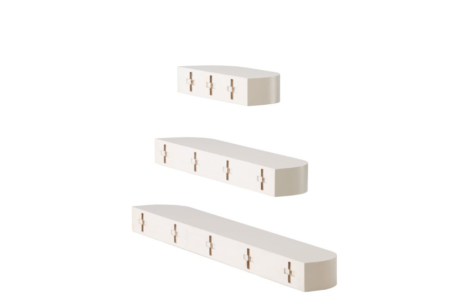 VENTURE DESIGN Glow Wandregal – beige MDF (3er-Set)