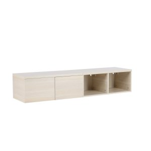 VENTURE DESIGN Nomi vghngt TV-bord, m. 2 bne rum og 2 skuffer - hvidkalket MDF (180x35)