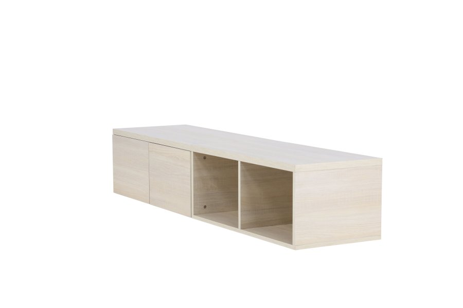 VENTURE DESIGN Nomi vghngt TV-bord, m. 2 bne rum og 2 skuffer - hvidkalket MDF (180x35)