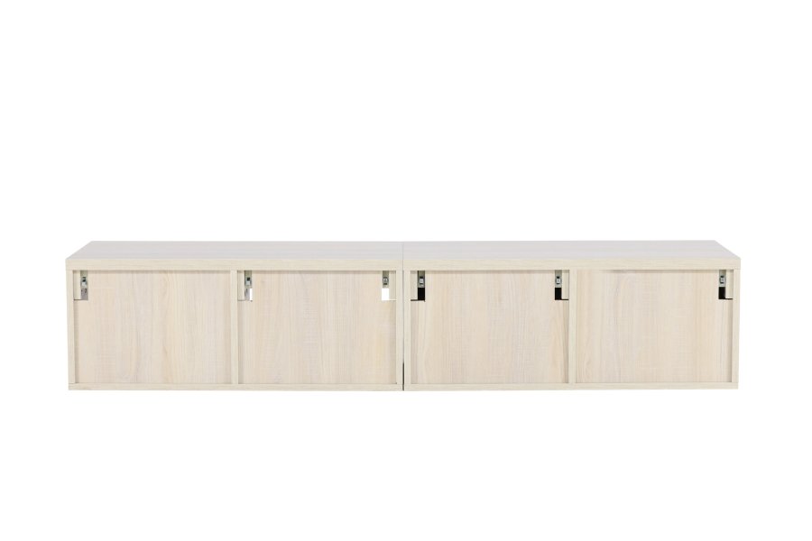 VENTURE DESIGN Nomi vghngt TV-bord, m. 2 bne rum og 2 skuffer - hvidkalket MDF (180x35)