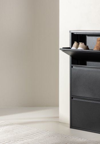 VENTURE DESIGN Bonito skoskap, m. 3 drer - sort stl