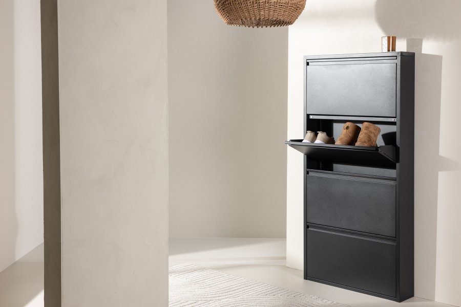 VENTURE DESIGN Ushuaia skoskap, med 4 drer - sort stl