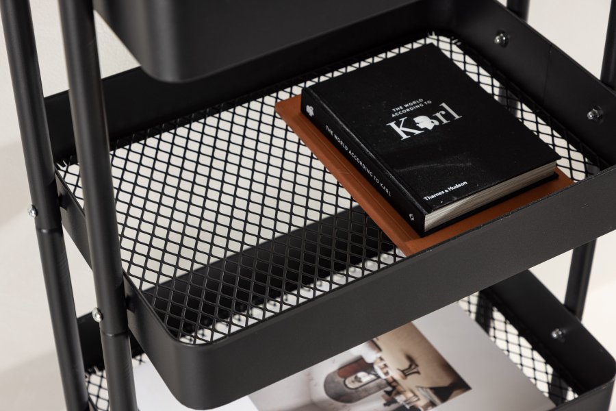 VENTURE DESIGN Manaus rullebord, m. 4 hyller - svart stl (46x34)