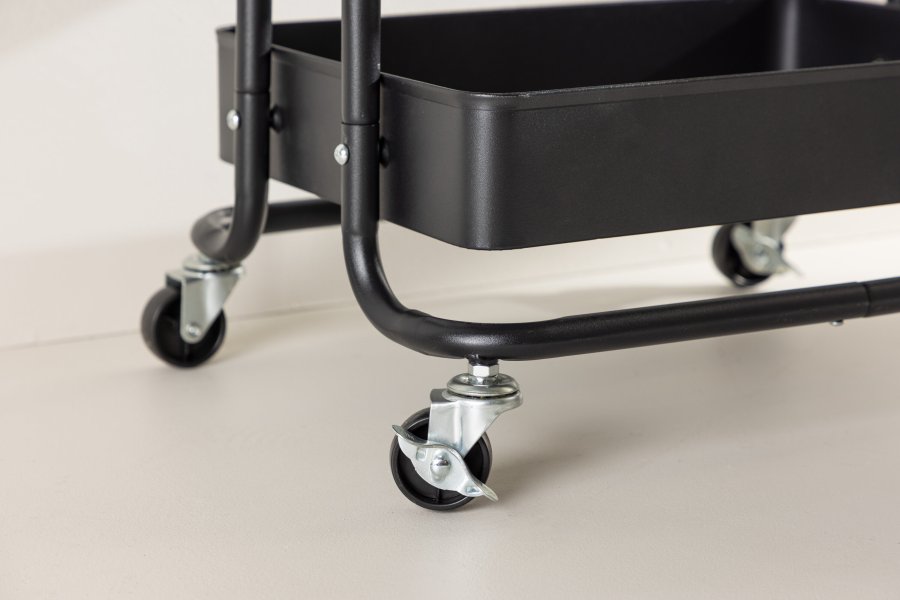 VENTURE DESIGN Manaus rullebord, m. 4 hyller - svart stl (46x34)