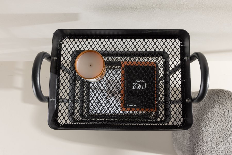 VENTURE DESIGN Manaus rullebord, m. 4 hyller - svart stl (46x34)