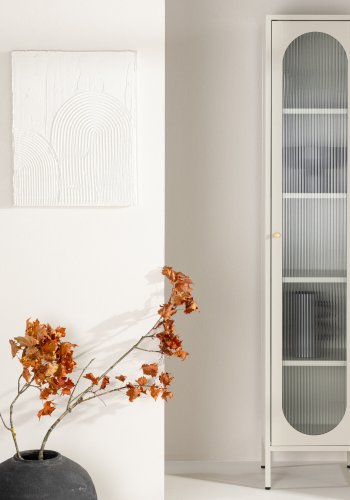 VENTURE DESIGN Cali skap, m. 1 dr og 4 hyller - glass og beige stl