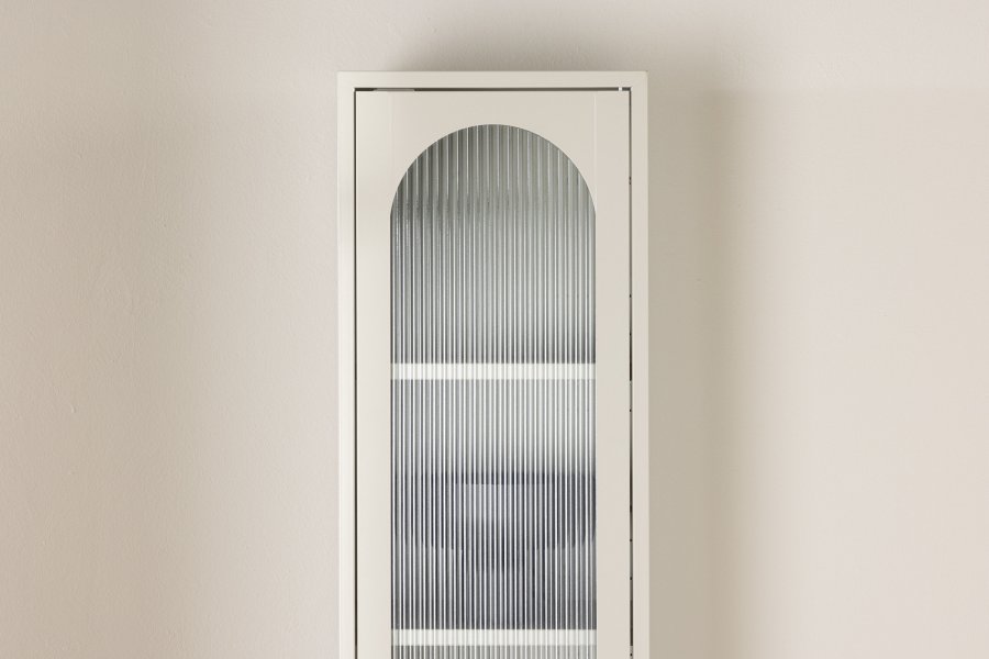 VENTURE DESIGN Cali skap, m. 1 dr og 4 hyller - glass og beige stl