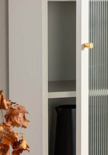 VENTURE DESIGN Cali skap, m. 1 dr og 4 hyller - glass og beige stl