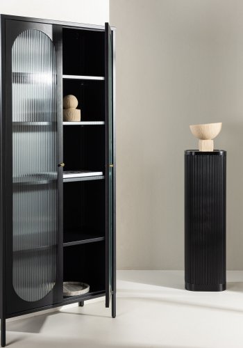 VENTURE DESIGN Lima skap, m. 2 drer og 4 hyller - glass og sort stl