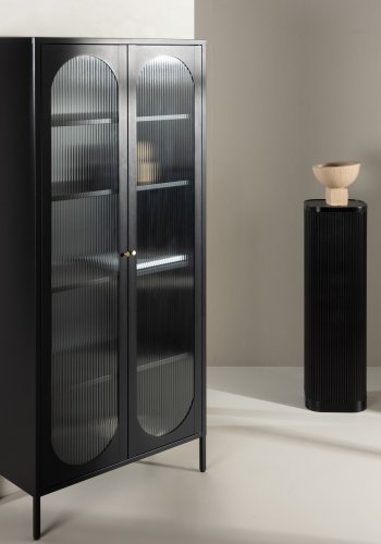 VENTURE DESIGN Lima skap, m. 2 drer og 4 hyller - glass og sort stl