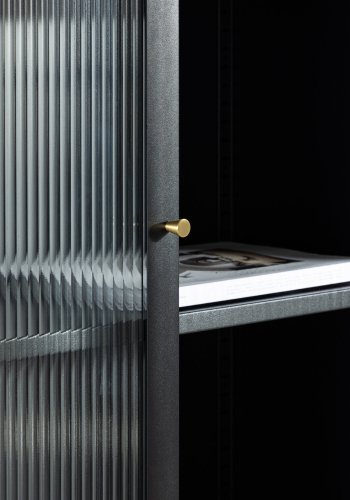 VENTURE DESIGN Lima skap, m. 2 drer og 4 hyller - glass og sort stl