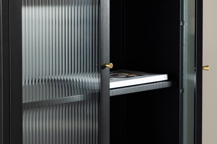 VENTURE DESIGN Lima skap, m. 2 drer og 4 hyller - glass og sort stl