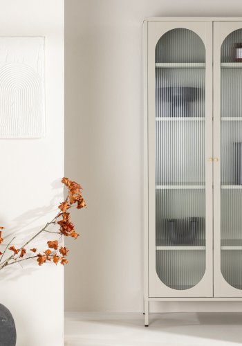 VENTURE DESIGN Lima skap, m. 2 drer og 4 hyller - glass og beige stl