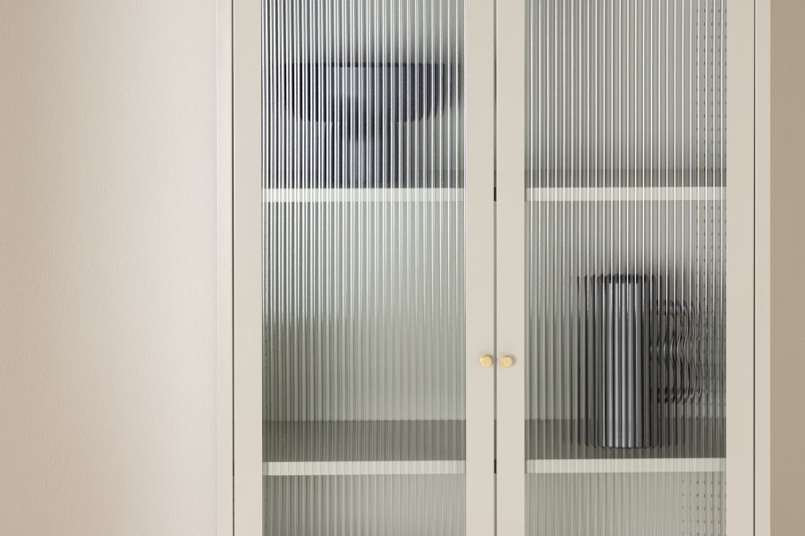 VENTURE DESIGN Lima skap, m. 2 drer og 4 hyller - glass og beige stl