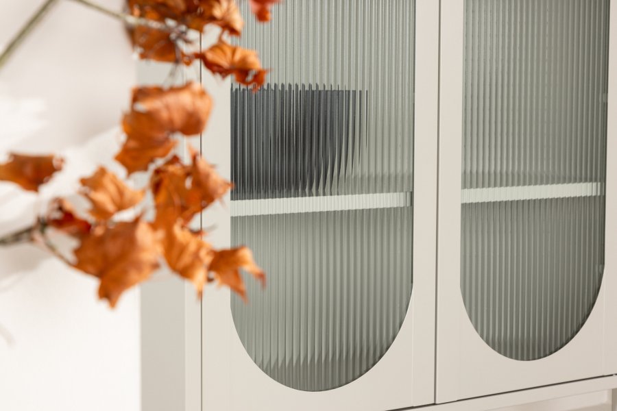 VENTURE DESIGN Lima skap, m. 2 drer og 4 hyller - glass og beige stl