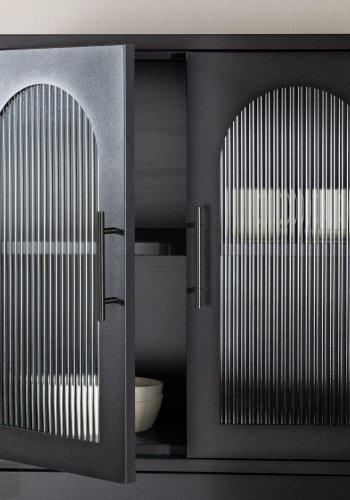 VENTURE DESIGN La Paz skap, med 2 drer og 3 skuffer - glass og sort stl