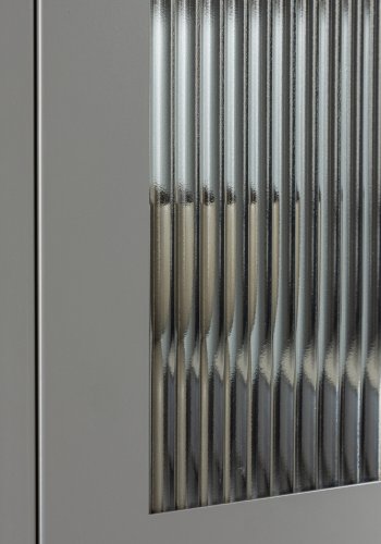 VENTURE DESIGN La Paz skap, m. 2 drer og 3 skuffer - glass og lysegr stl