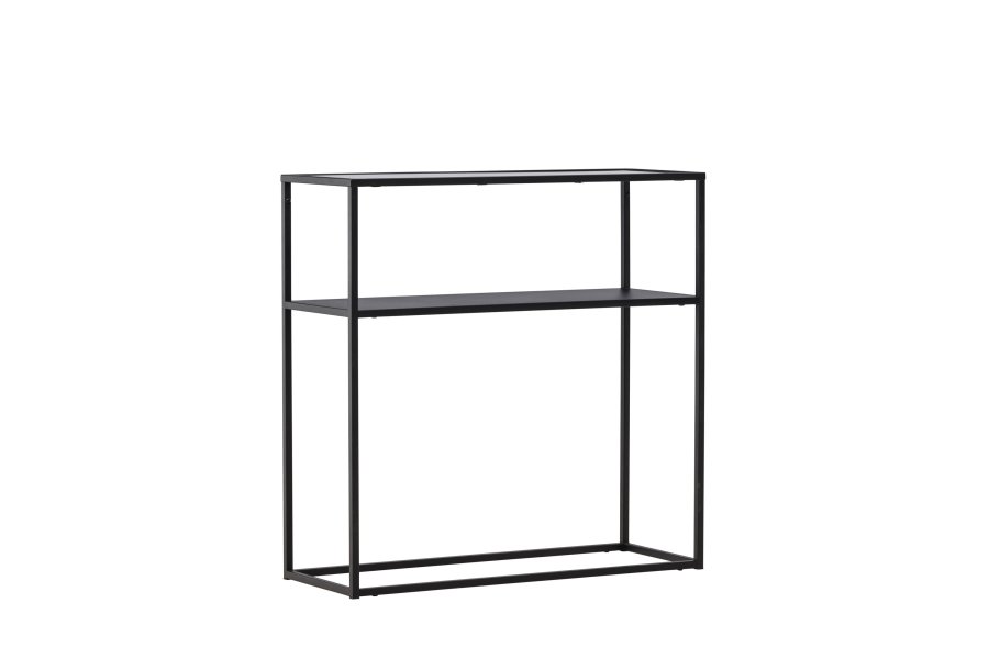 VENTURE DESIGN Bogóta sidebord, m. 1 hylle - glass og sort stl (80x30)