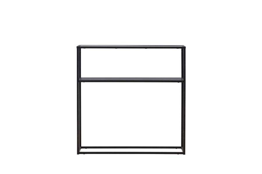 VENTURE DESIGN Bogóta sidebord, m. 1 hylle - glass og sort stl (80x30)