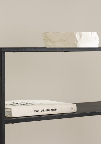 VENTURE DESIGN Bogóta sidebord, m. 1 hylle - glass og sort stl (80x30)