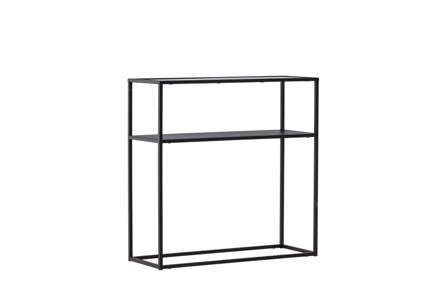 VENTURE DESIGN Bogóta sidebord, m. 1 hylle - glass og sort stl (80x30)