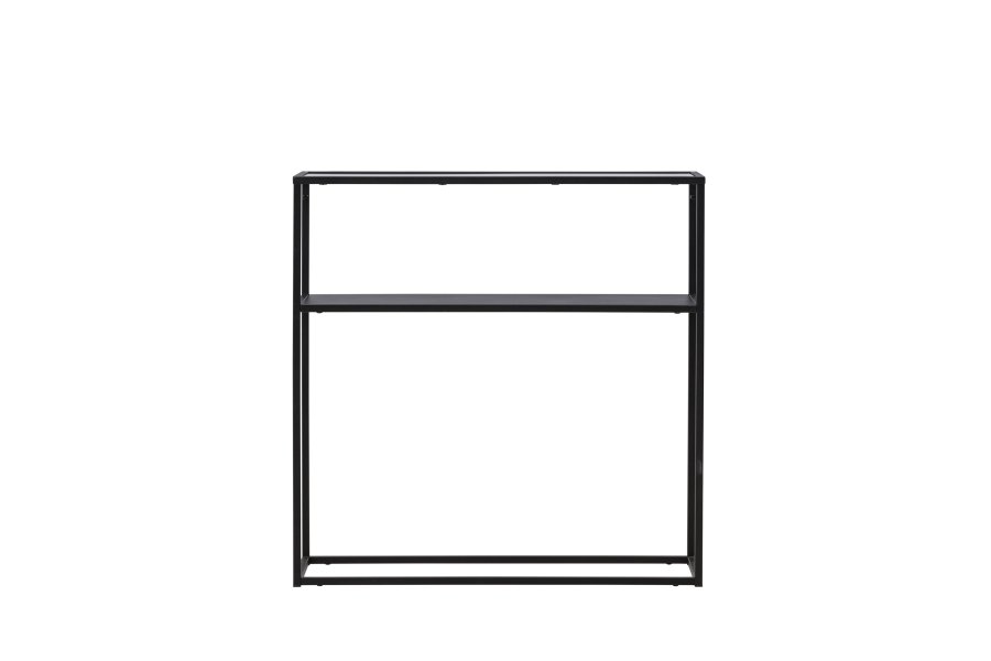 VENTURE DESIGN Bogóta sidebord, m. 1 hylle - glass og sort stl (80x30)