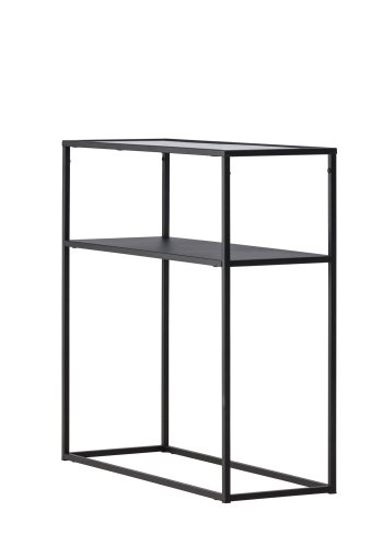 VENTURE DESIGN Bogóta sidebord, m. 1 hylle - glass og sort stl (80x30)