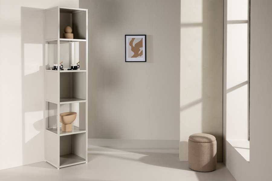 VENTURE DESIGN Buenos Aires bokhylle, m. 4 hyller, firkantet - beige stl